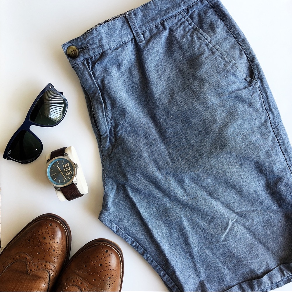 Blue chambray shorts